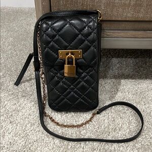 Kurt Geiger Black Quilted Crossbody Bag with Gold Lock